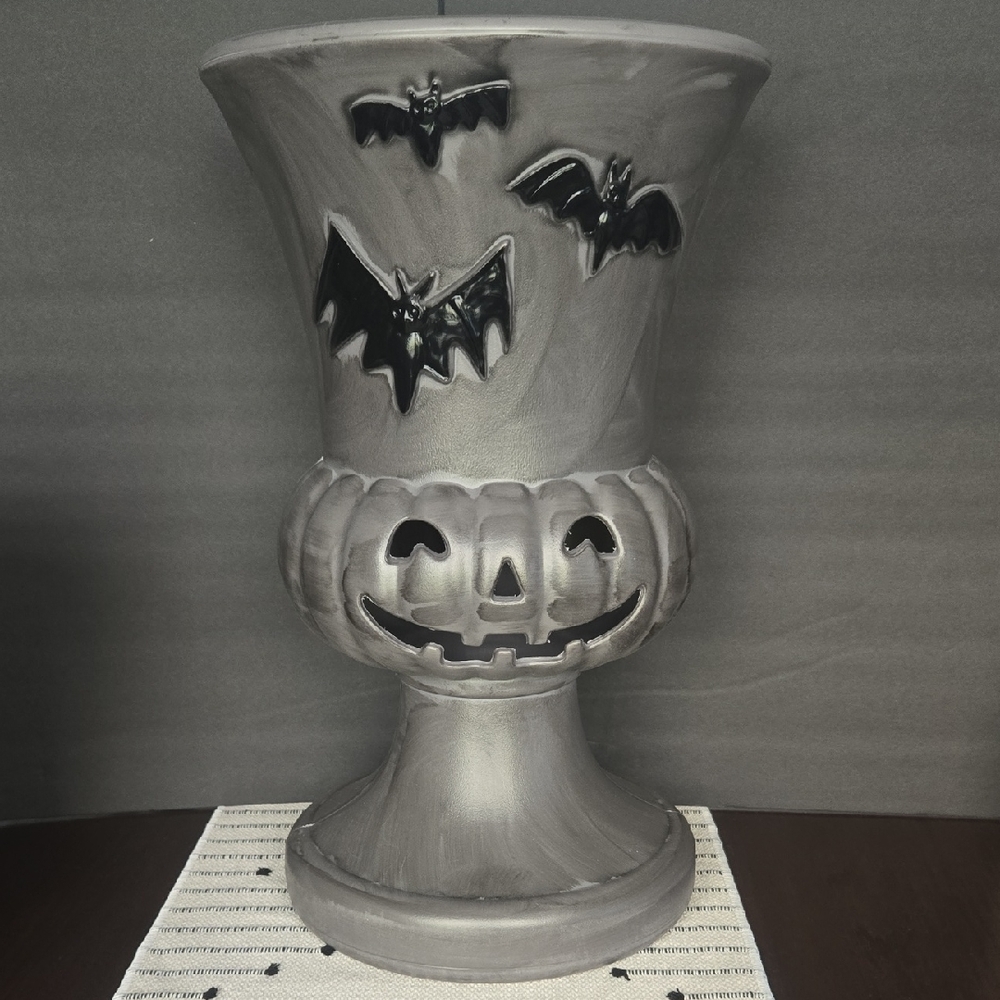 Halloween Pumpkin and Bat Urn